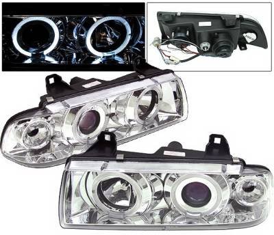 BMW 3 Series 4 Car Option Dual Halo Projector Headlights - Chrome - LP-BE36CC-5