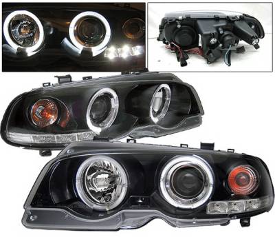 BMW 3 Series 2DR 4 Car Option Dual Halo Projector Headlights - Black - LP-BE462BC-YD