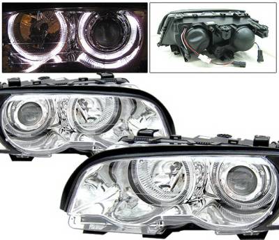 BMW 3 Series 2DR 4 Car Option Dual Halo Projector Headlights - Chrome - LP-BE462CCR-KS