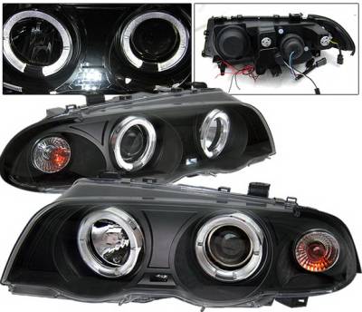 BMW 3 Series 2DR 4 Car Option Dual Halo Projector Headlights - Black - LP-BE46BC-YD