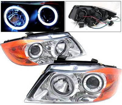 BMW 3 Series 4 Car Option Dual Halo Projector Headlights - Chrome - LP-BE904CC-9