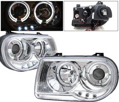 Chrysler 300 4 Car Option Diamond Projector Headlights - Chrome - LP-C300C05C-YD