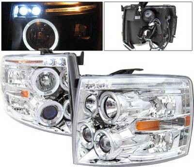 Chevrolet Silverado 4 Car Option LED Halo Projector Headlights - Chrome - LP-CSV07CB-5