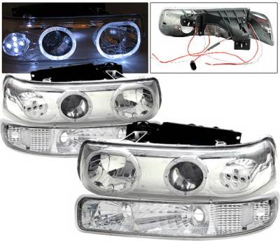 Chevrolet Silverado 4 Car Option LED Halo Projector Headlights - LP-CSV99CC-6