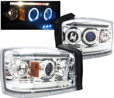 Dodge Dakota 4 Car Option LED Halo Projector Headlights - Chrome - LP-DD05CB-5