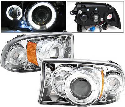 Dodge Dakota 4 Car Option LED Halo Projector Headlights - Chrome - LP-DD97CC-YD