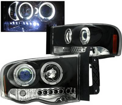 Dodge Ram 4 Car Option Halo Projector Headlights - Black - 1PC - LP-DR02BB-5