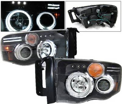 Dodge Ram 4 Car Option Halo Projector Headlights - Black CCFL - 1PC - LP-DR02BC-KS-CCFL