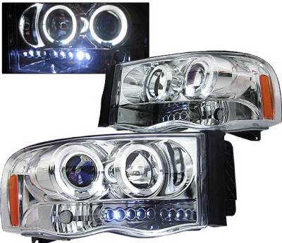 Dodge Ram 4 Car Option Halo Projector Headlights - Chrome - 1PC - LP-DR02CB-5