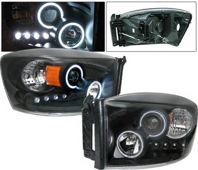 Dodge Ram 4 Car Option LED Halo Projector Headlights - Black CCFL - 1PC - LP-DR06BC-KS