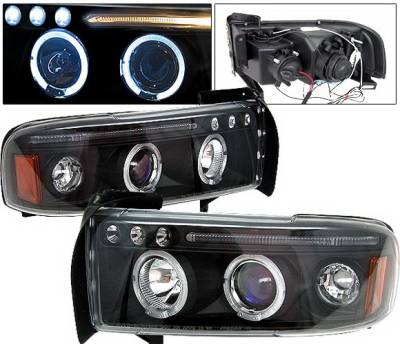 Dodge Ram 4 Car Option Halo Projector Headlights - Black - 1PC - LP-DR94BC-5