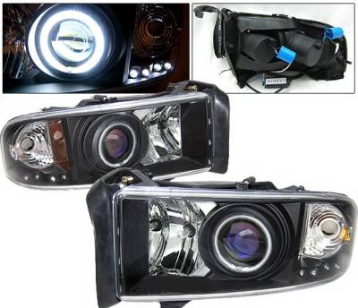 Dodge Ram 4 Car Option Halo Projector Headlights - Black CCFL - LP-DR94BC-KS-CCFL