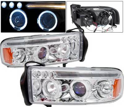 Dodge Ram 4 Car Option Halo Projector Headlights - Chrome - 1PC - LP-DR94CC-5