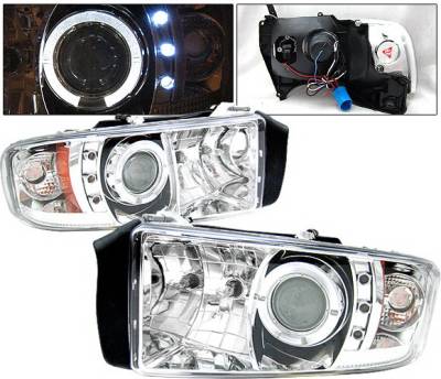 Dodge Ram 4 Car Option Halo Projector Headlights - Chrome - 1PC - LP-DR94CC-YD