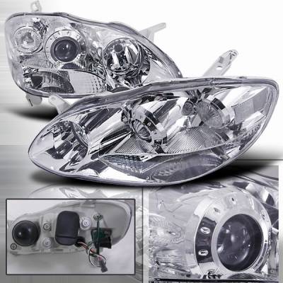 Toyota Corolla Custom Disco Chrome Projector Headlights - LHP-C-OR03-DP