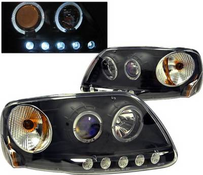 Ford F150 4 Car Option Dual Halo Projector Headlights - Black - 1PC - LP-FF150BB-KS