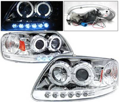 Ford F150 4 Car Option Projector Headlights - Chrome - LP-FF150CB-YD