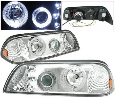 Ford Mustang 4 Car Option LED Halo Projector Headlights - Chrome - LP-FM87CC-9-A