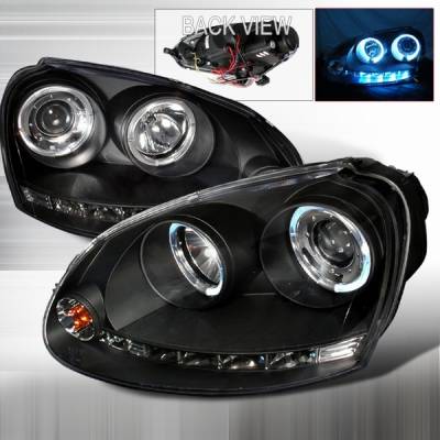 Volkswagen Jetta Custom Disco Black Halo LED Projector Headlights - LHP-GLF06JM-YD