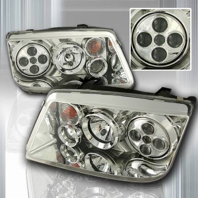 Volkswagen Jetta Custom Disco Chrome Projector Headlights - LHP-JET99-OR