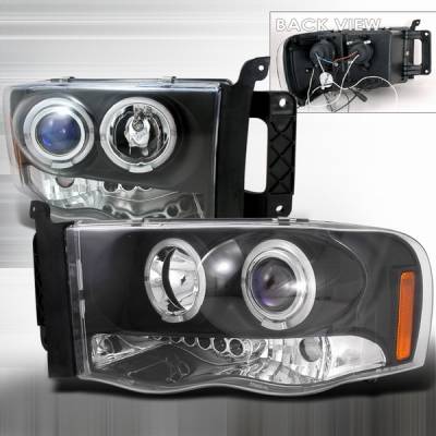 Dodge Ram Custom Disco Black Halo Projector Headlights - LHP-RAM02HJM-TM