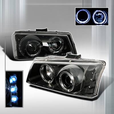 Chevrolet Silverado Custom Disco Black Halo Projector Headlights - LHP-SIV03JMH-YD