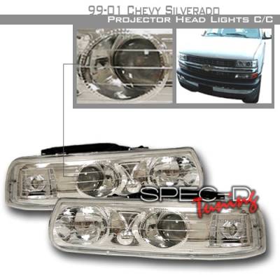 Chevrolet Silverado Custom Disco Chrome Halo Projector Headlights - LHP-SIV99-KS