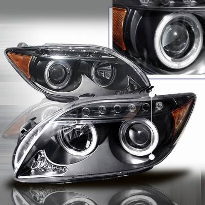 Scion tC Custom Disco Black LED Halo Projector Headlights - LHP-TC05JM-KS