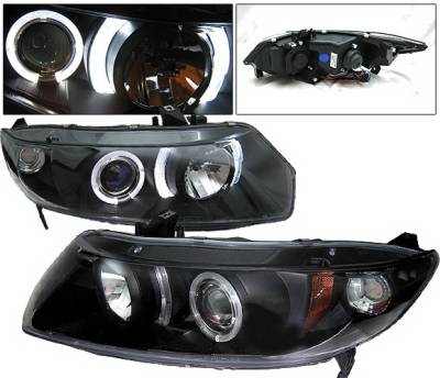 Honda Civic 2DR 4 Car Option Halo Projector Headlights - Black - LP-HC062BB-YD