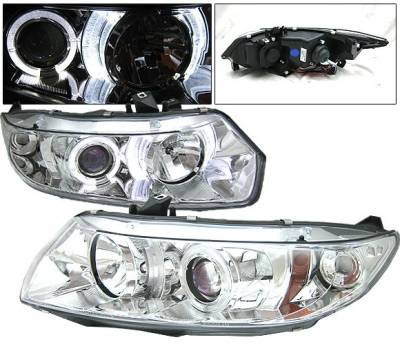 Honda Civic 2DR 4 Car Option Halo Projector Headlights - Chrome - LP-HC062CB-YD