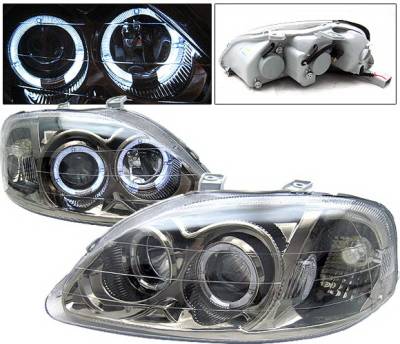 Honda Civic 4 Car Option Dual Halo Projector Headlights - Gunmetal - LP-HC99GBR-KS