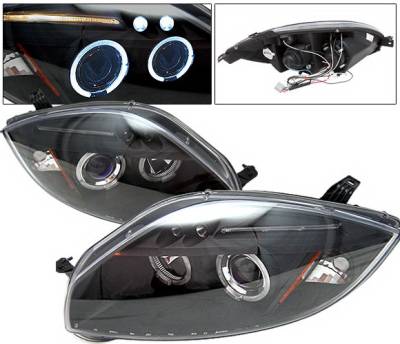 Mitsubishi Eclipse 4 Car Option Halo Projector Headlights - Black - LP-ME06BB-5