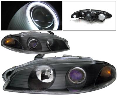 Mitsubishi Eclipse 4 Car Option Halo Projector Headlights - Black CCFL - LP-ME97HBB-KS-CCFL