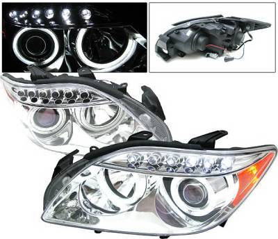 Scion tC 4 Car Option LED Dual Halo Projector Headlights - Chrome CCFL - LP-STC04CB-KS