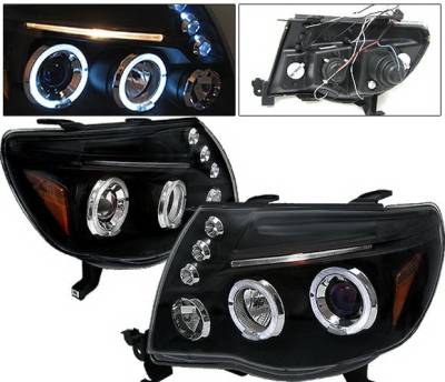 Toyota Tacoma 4 Car Option Dual Halo Projector Headlights - Black - LP-TTA05BB-5