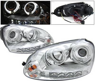 Volkswagen Golf 4 Car Option Halo Projector Headlights - Chrome - LP-VG05CC-YD