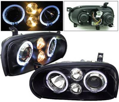 Volkswagen Golf 4 Car Option Halo Projector Headlights - Black - LP-VG92BB-5