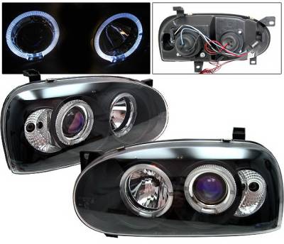 Volkswagen Golf 4 Car Option Halo Projector Headlights - Black - LP-VG92BB-YD