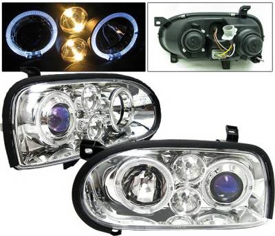 Volkswagen Golf 4 Car Option Halo Projector Headlights - Chrome - LP-VG92CB-5