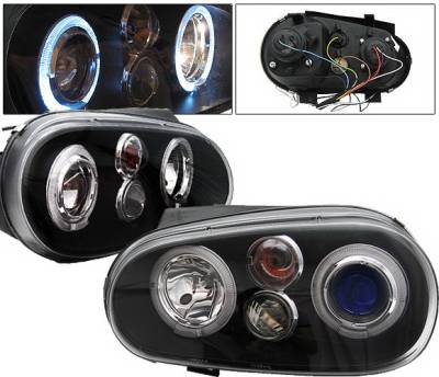 Volkswagen Golf 4 Car Option Halo Projector Headlights - Black - LP-VG99BB-5