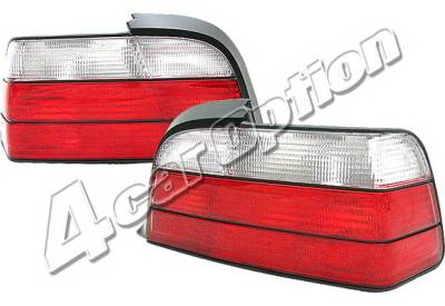 BMW 3 Series 2DR 4 Car Option Euro Taillights - Red & Clear - LT-B362-KS