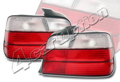 BMW 3 Series 4DR 4 Car Option Euro Taillights - Red & Clear - LT-B364-KS