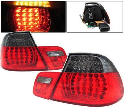 BMW 3 Series 2DR 4 Car Option LED Taillights - Red & Smoke - 4PC - LT-B462RSM-KS