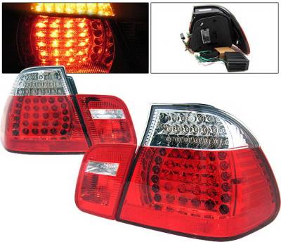 BMW 3 Series 4DR 4 Car Option LED Taillights - Red & Clear - 4PC - LT-B46402LEDRC-KS