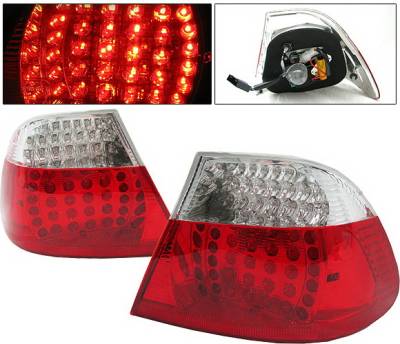 BMW 3 Series 2DR 4 Car Option LED Taillights - Red & Clear - LT-B46992LEDRC-DP