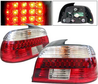 BMW 5 Series 4 Car Option LED Taillights - Red & Clear - LT-BE39LED-KS