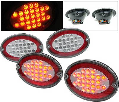 Chevrolet Corvette 4 Car Option LED Taillights - Red & Clear - LT-CCVET97LEDRC-DP