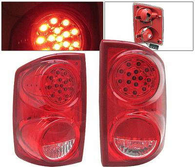 Dodge Dakota 4 Car Option LED Taillights - Red & Clear - LT-DD05LEDRC-KS