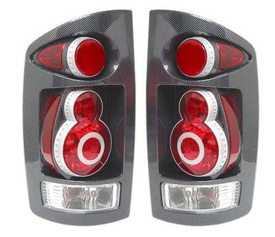 Dodge Ram 4 Car Option 3D Retro Taillights - Carbon Fiber Style - LT-DR02DF-9