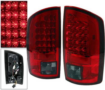 Dodge Ram 4 Car Option LED Taillights - Red & Smoke - LT-DR02LEDRSM